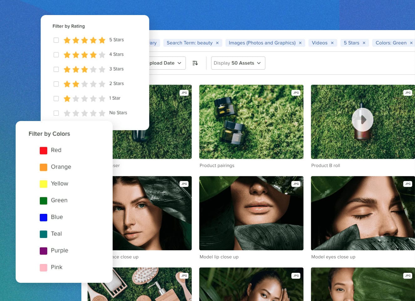 Screenshot of MediaValet's advanced search feature