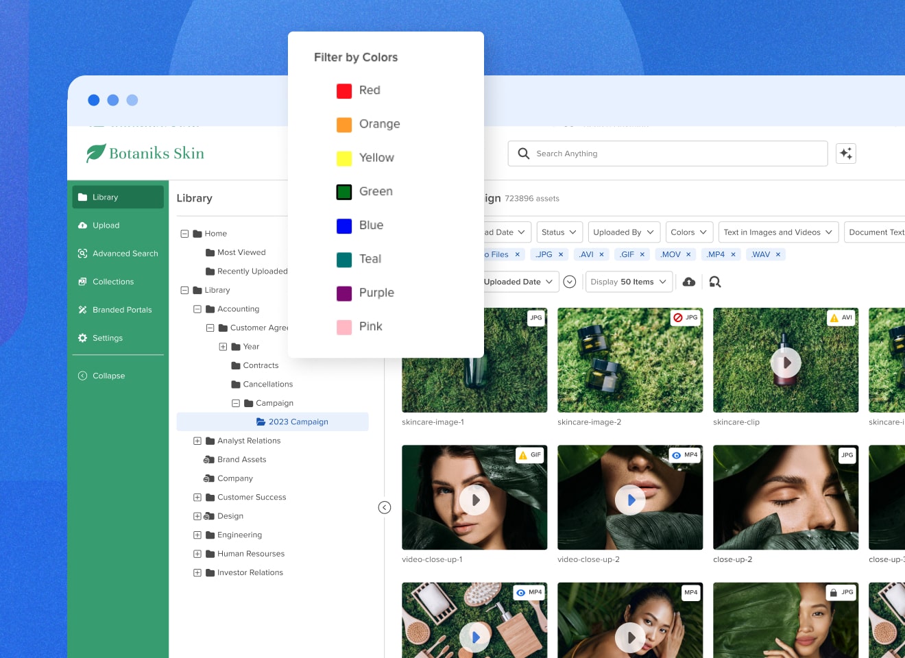MediaValet search of green images and videos under the 2023 campaign folder