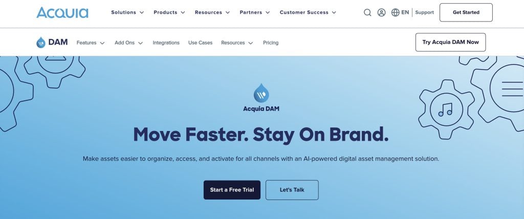 Acquia DAM Homescreen