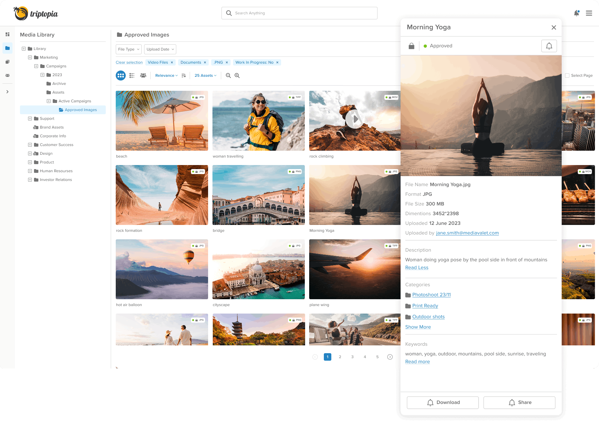 Screenshot of Triptopia's DAM collection of travel photos