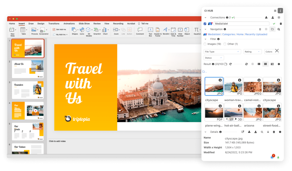 CI HUB Powerpoint Integration with MediaValet