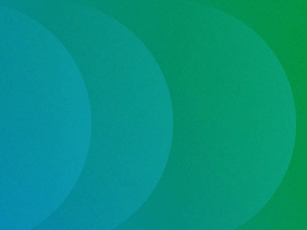 Blue half circle shapes moving to the right on a green blue gradient background