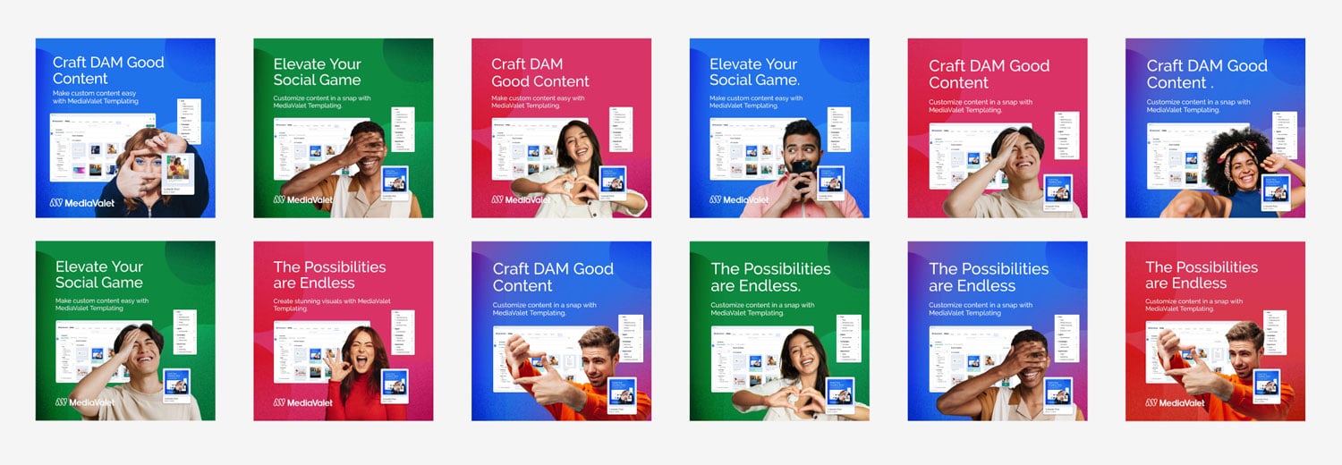 Set of ads that used MediaValet Templating 