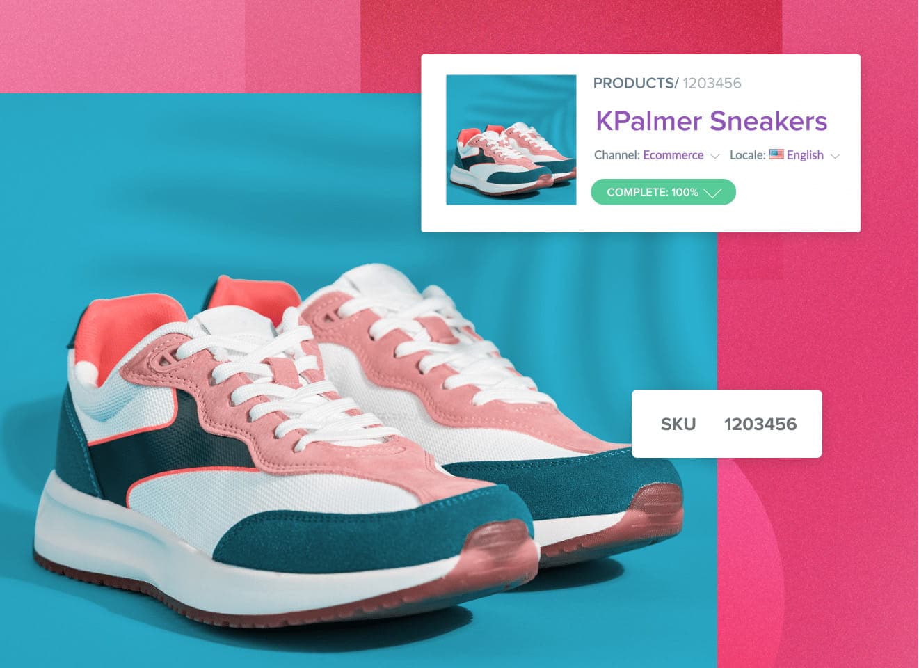 Screenshot showing a pair of sneakers with product data