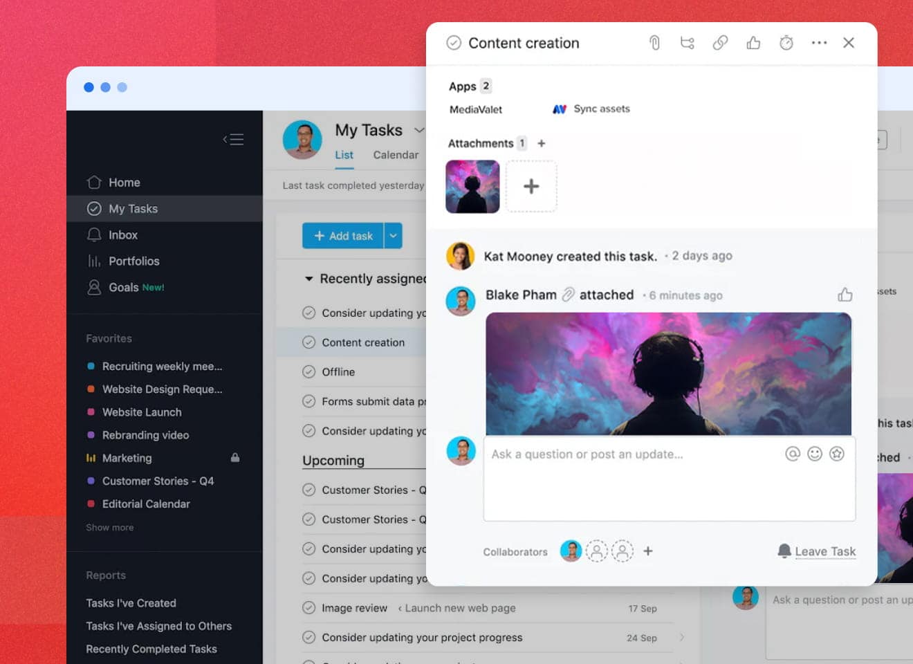Image attached and synced from MediaValet on Module overlayed on the Asana Mockup