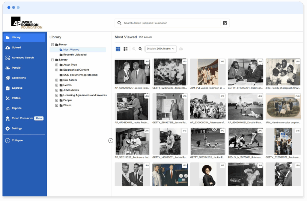Jackie Robinson Foundation MediaValet DAM screenshot