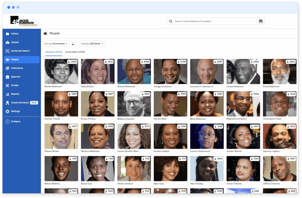 Jackie Robinson Foundation MediaValet Face Recognition screenshot