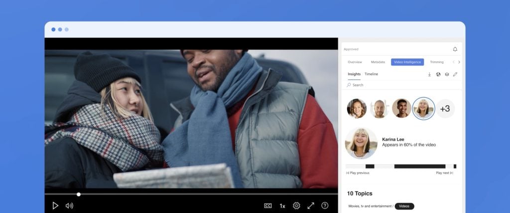 A video frame of an asian woman talking to an african man in MediaValet's Audio Video Intelligence.