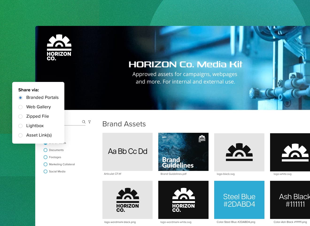 Brand Portals of a manufacturing company called 