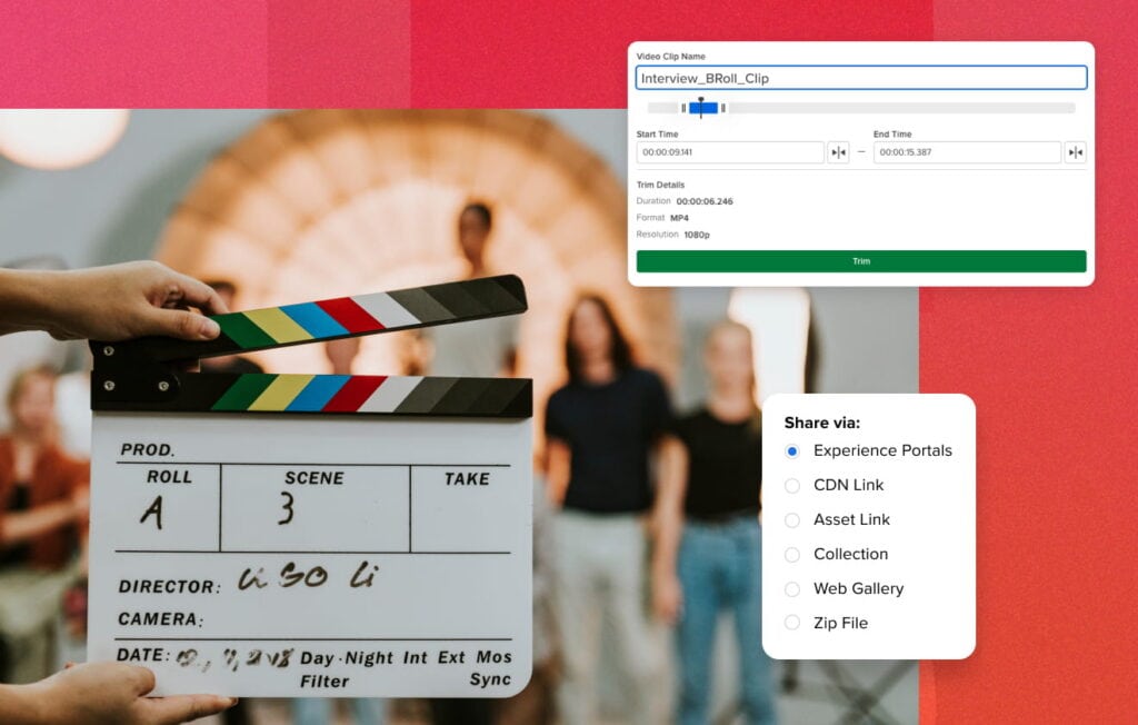 Screenshots of DAM software for entertainment industry