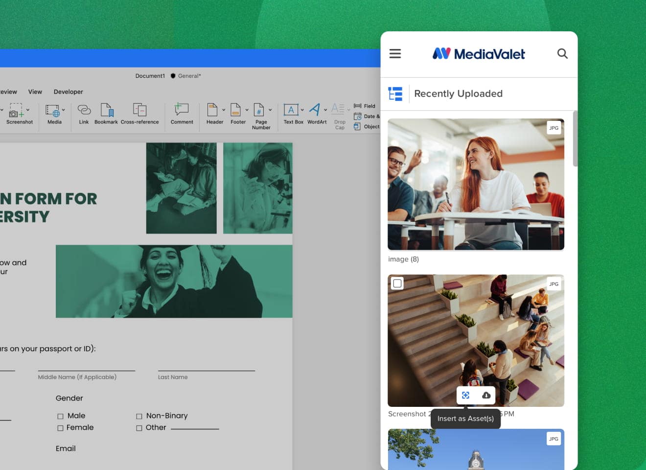 Microsoft365 Integration Word MediaValet Unify Image