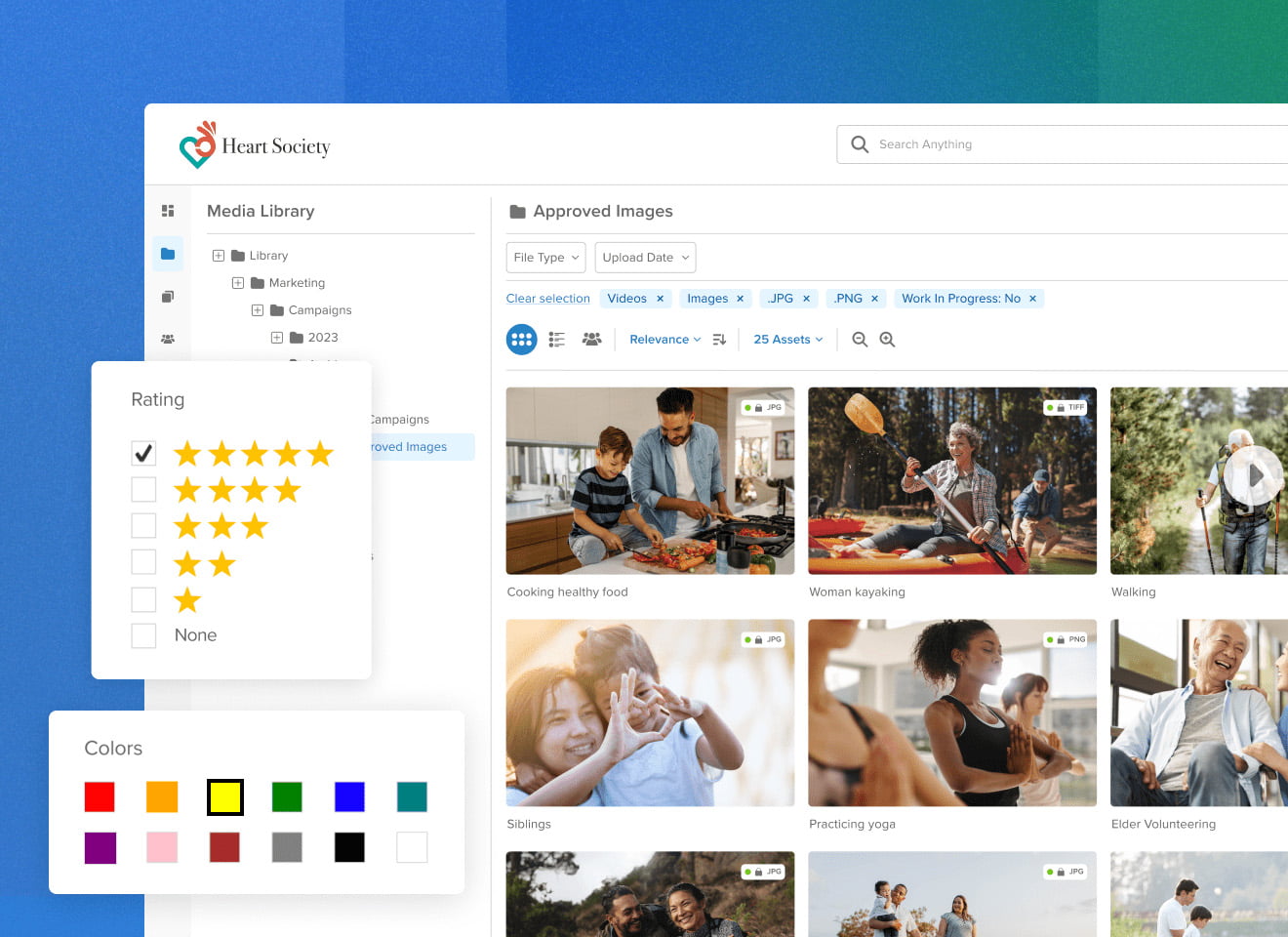 Website showing a nonprofit company's visual asset in DAM software