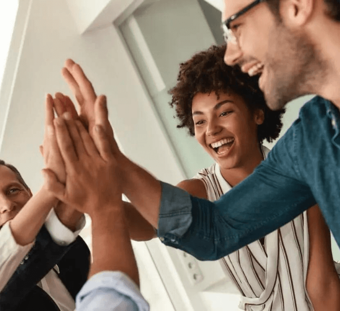 A group high five