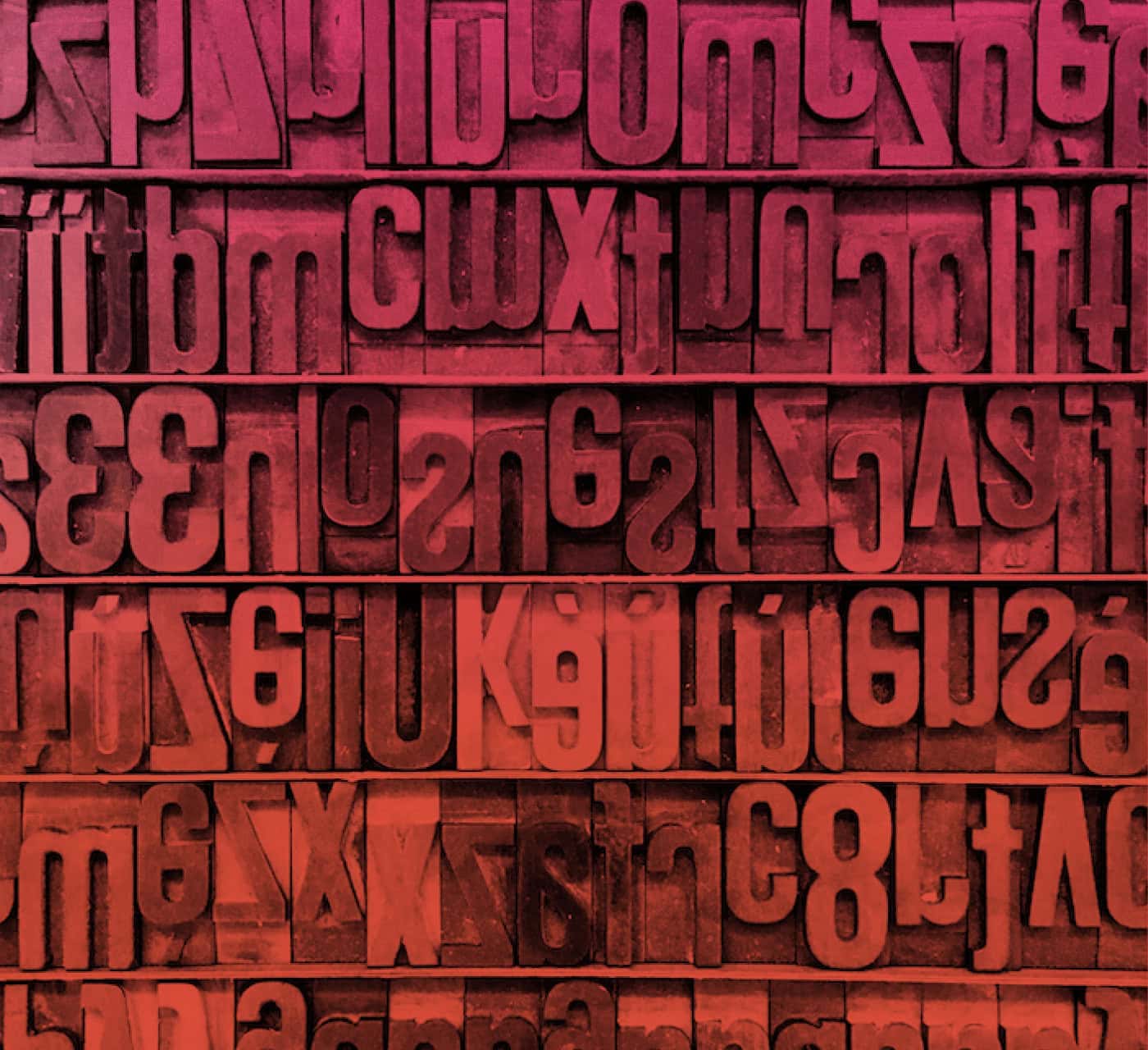 red orange image of metal blocks of letter