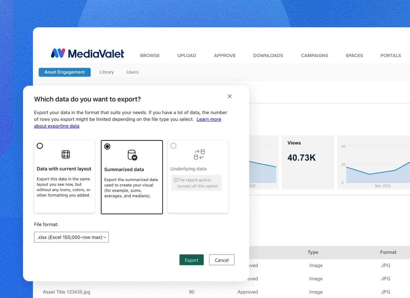 Screenshot of digital rights managed export