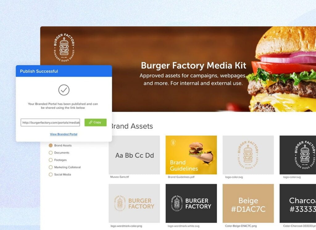 Screenshot of Burger Factory's brand guidelines