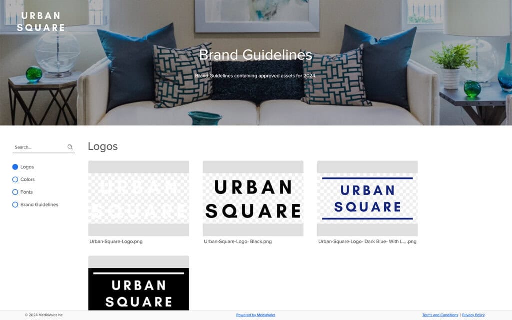 Screenshot of Urban Square's brand portal