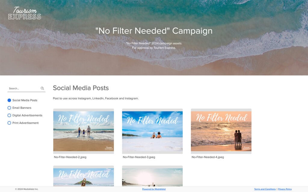 Screenshot of Tourism Express's brand portal