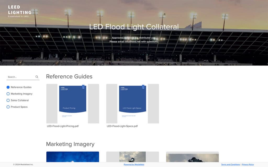 Screenshot of LEED Lighting's collateral in a brand portal
