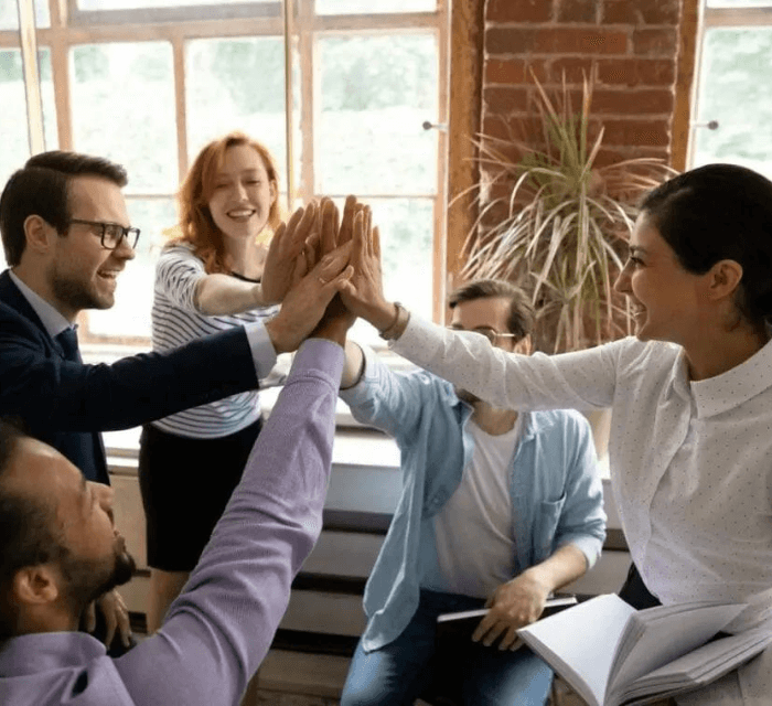 Group high five