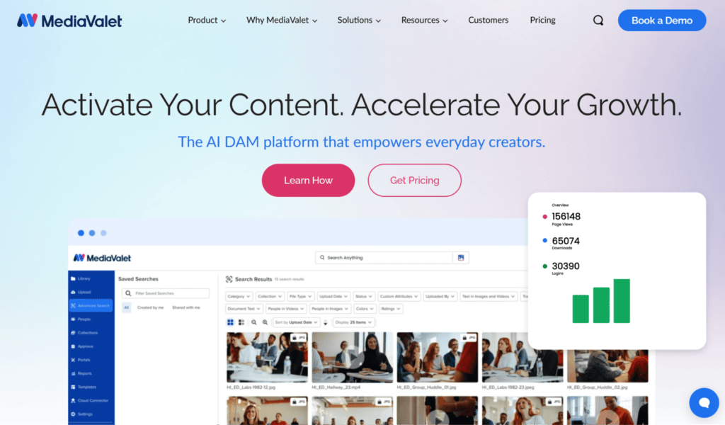 MediaValet DAM homepage
