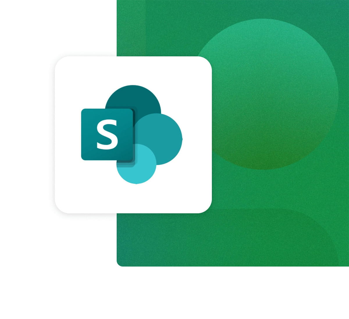 Sharepoint logo on a green background